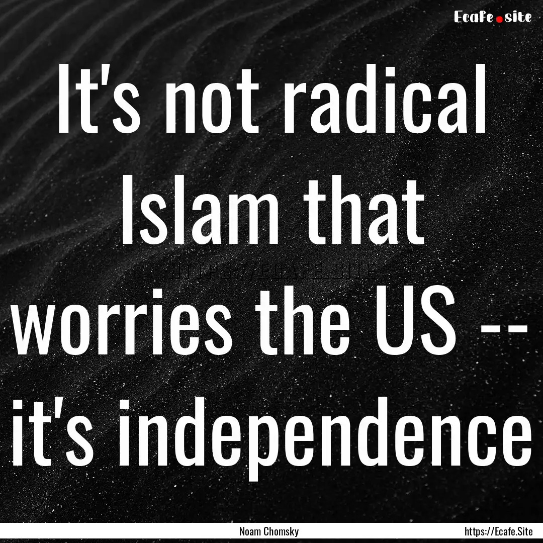 It's not radical Islam that worries the US.... : Quote by Noam Chomsky