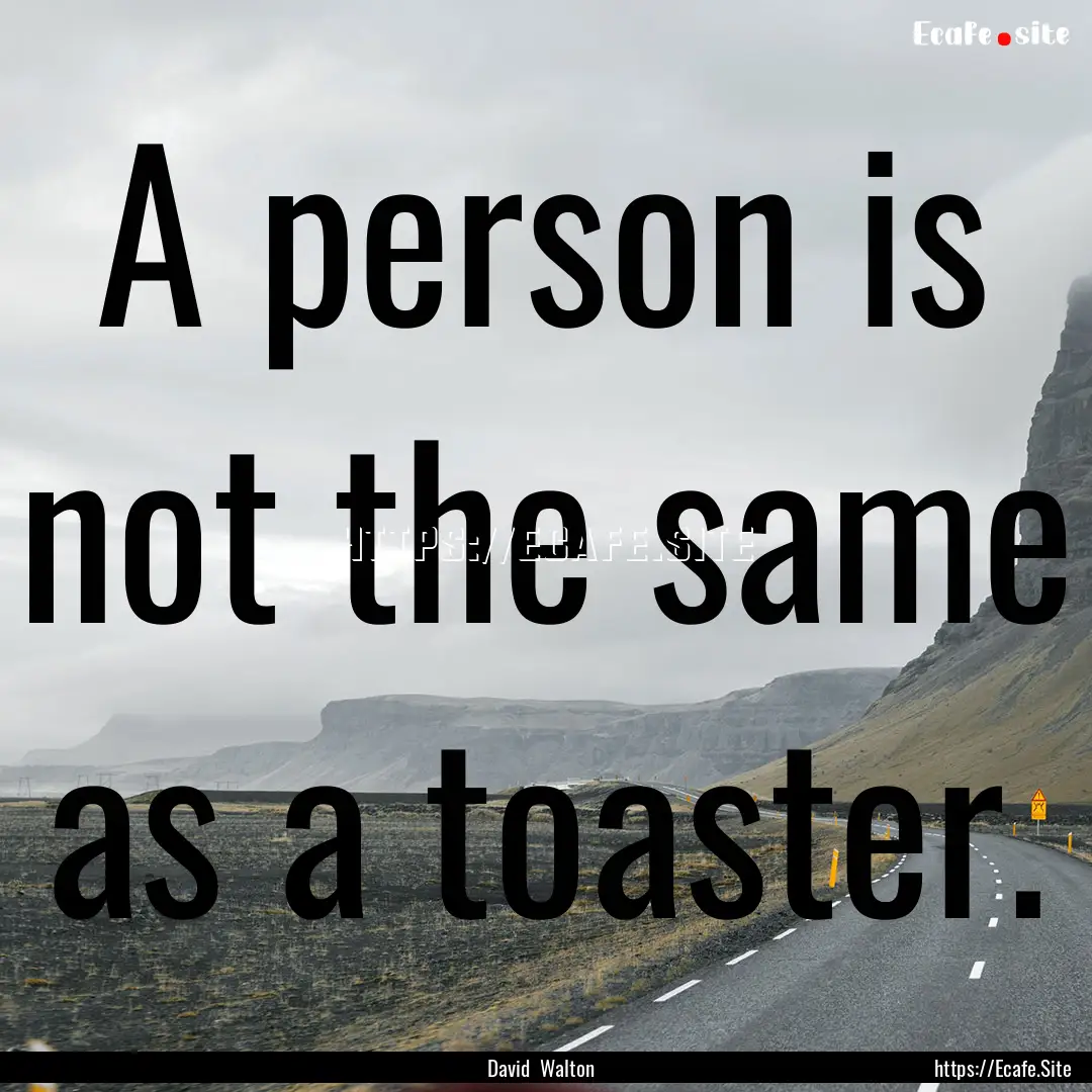 A person is not the same as a toaster. : Quote by David Walton