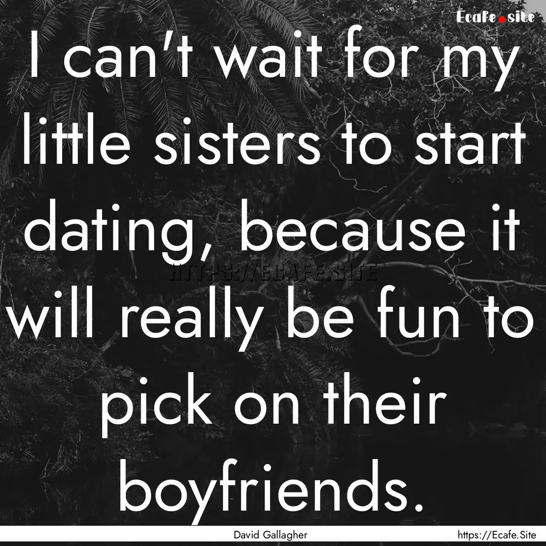 I can't wait for my little sisters to start.... : Quote by David Gallagher