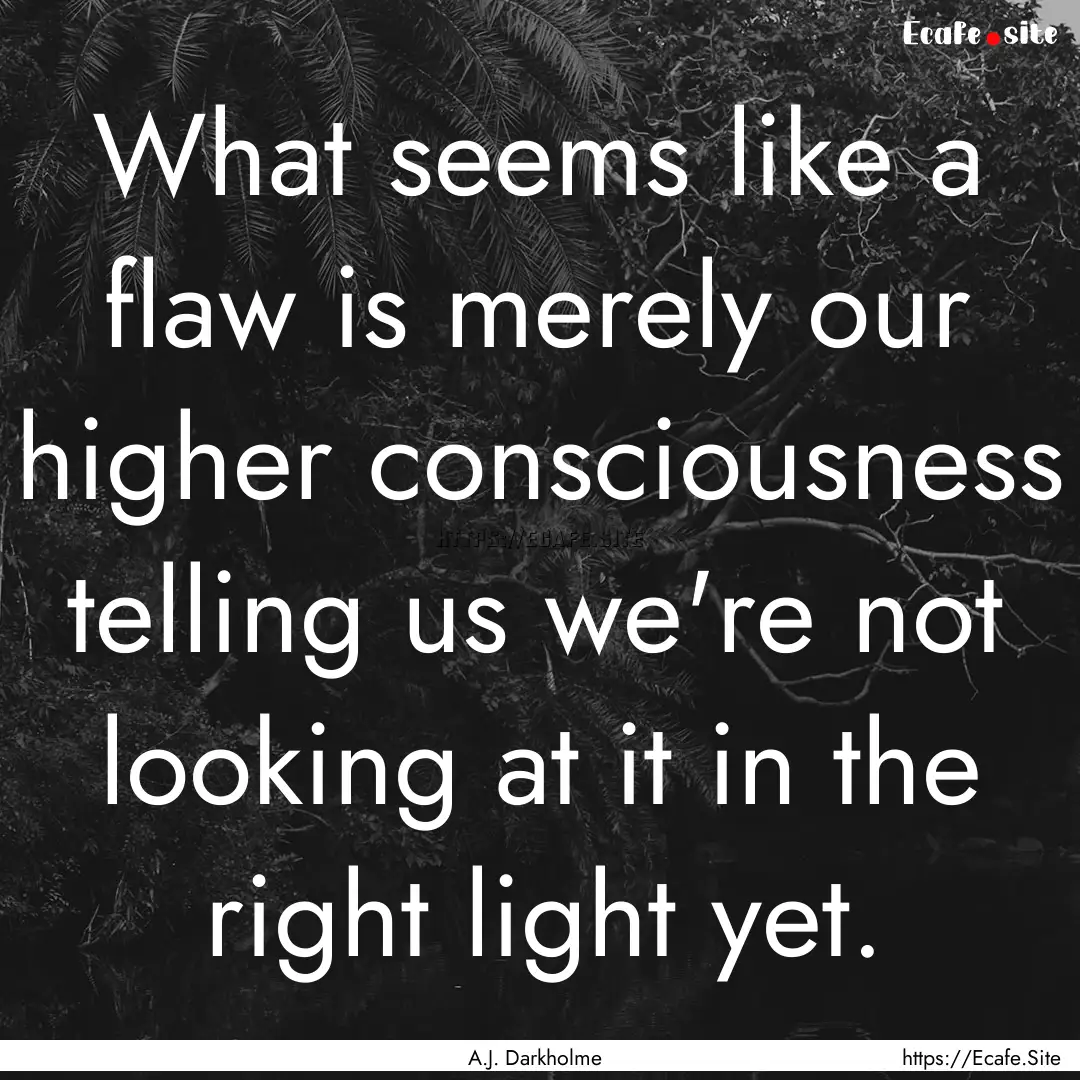 What seems like a flaw is merely our higher.... : Quote by A.J. Darkholme