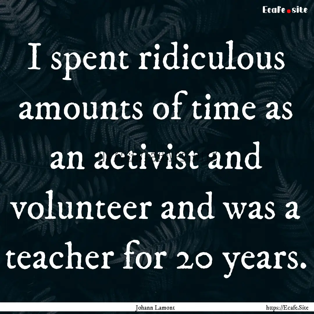 I spent ridiculous amounts of time as an.... : Quote by Johann Lamont