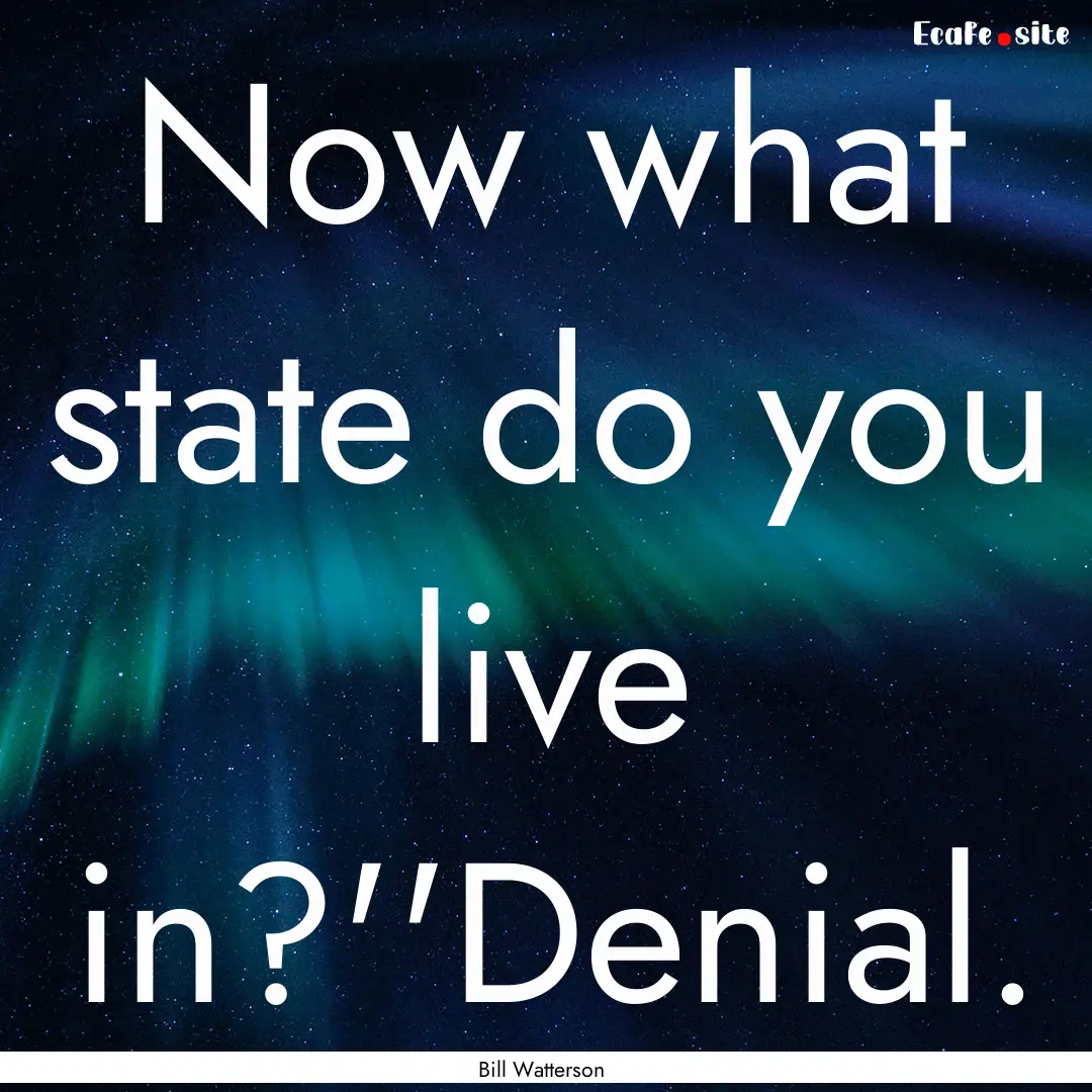 Now what state do you live in?''Denial. : Quote by Bill Watterson