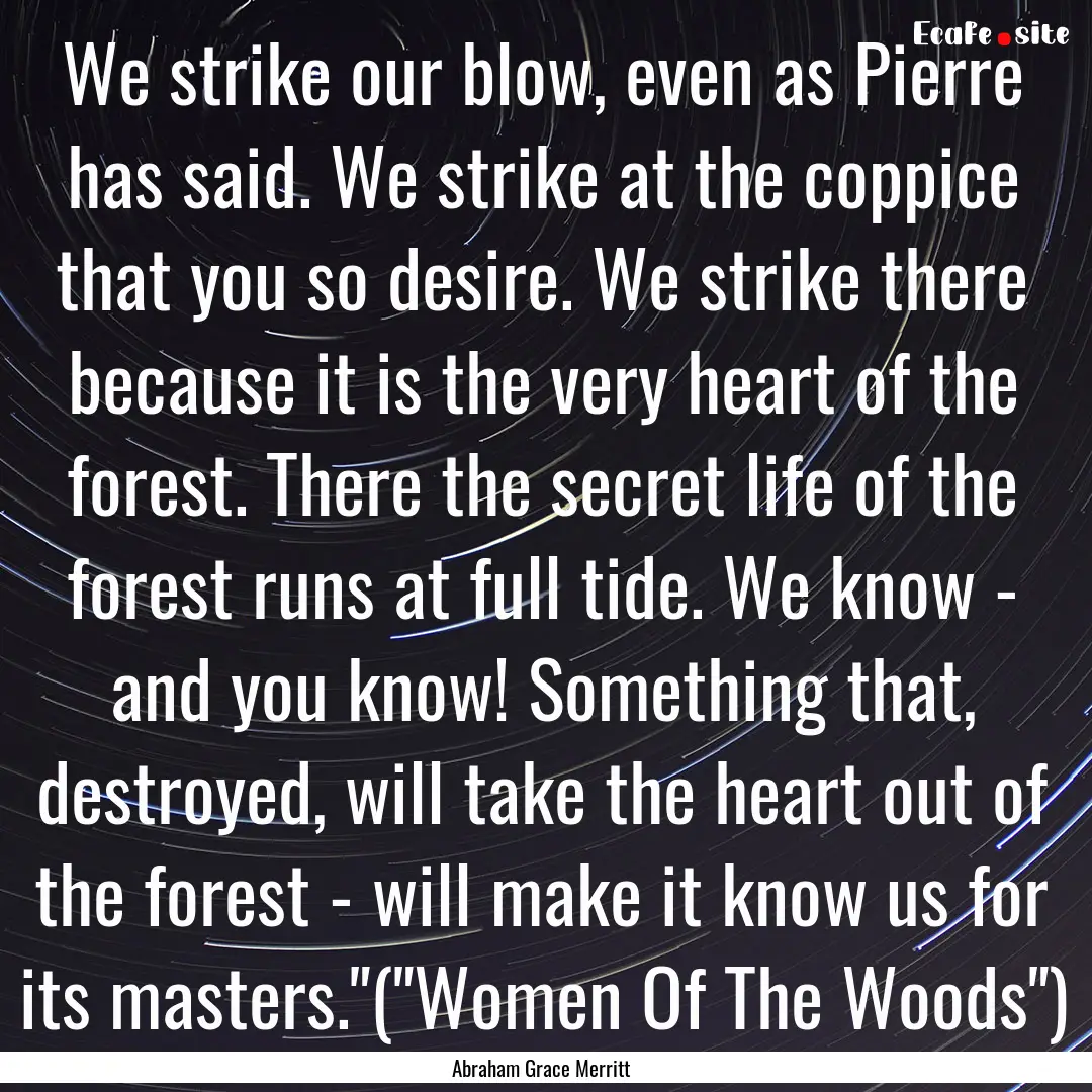 We strike our blow, even as Pierre has said..... : Quote by Abraham Grace Merritt