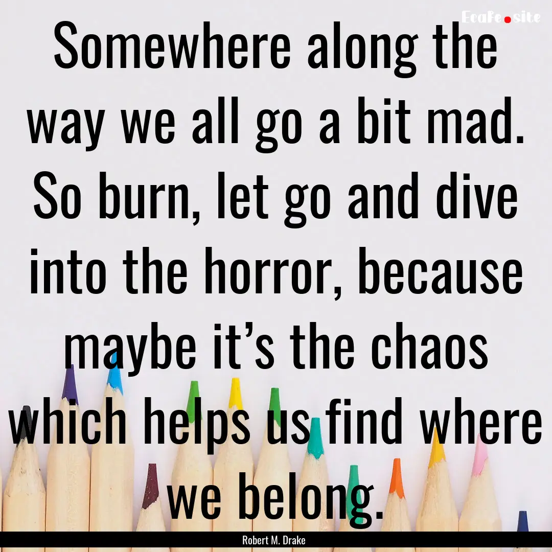 Somewhere along the way we all go a bit mad..... : Quote by Robert M. Drake