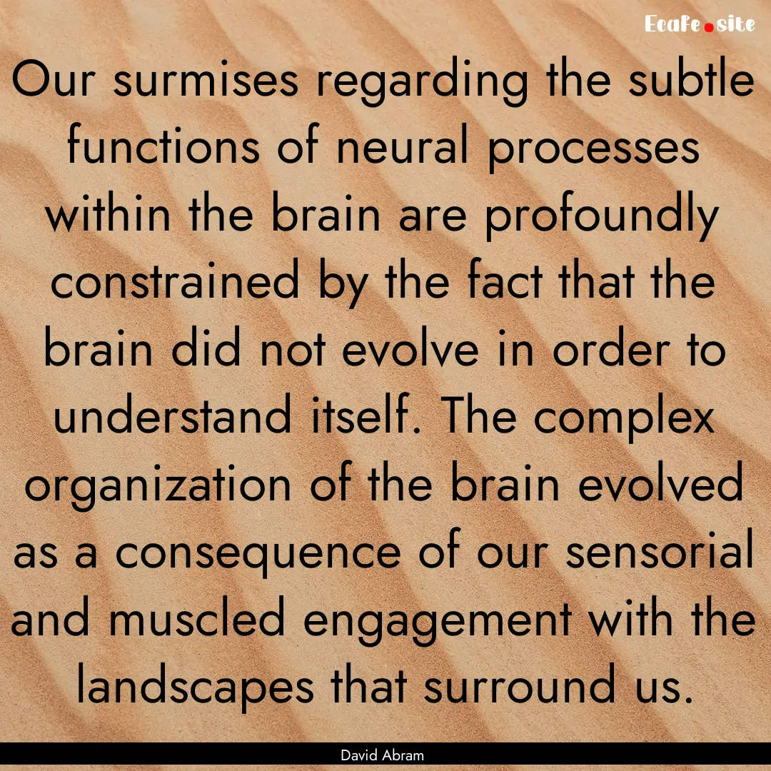 Our surmises regarding the subtle functions.... : Quote by David Abram