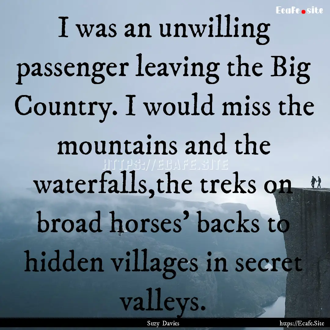 I was an unwilling passenger leaving the.... : Quote by Suzy Davies