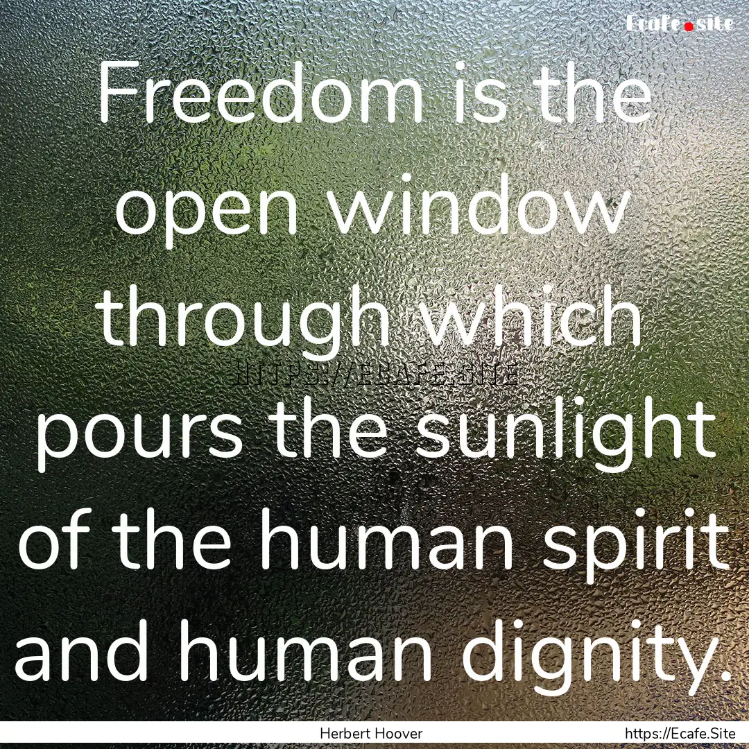 Freedom is the open window through which.... : Quote by Herbert Hoover