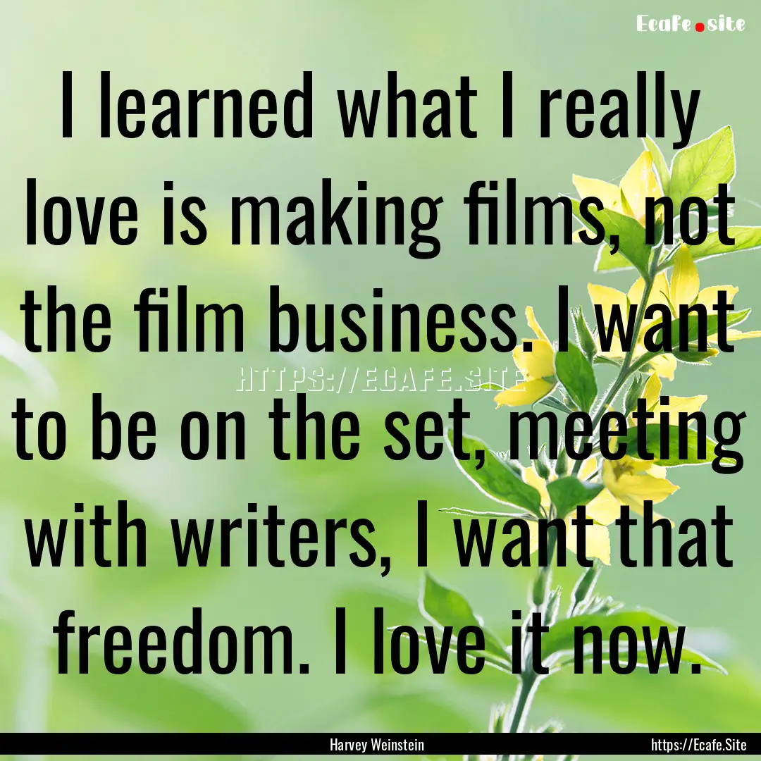 I learned what I really love is making films,.... : Quote by Harvey Weinstein