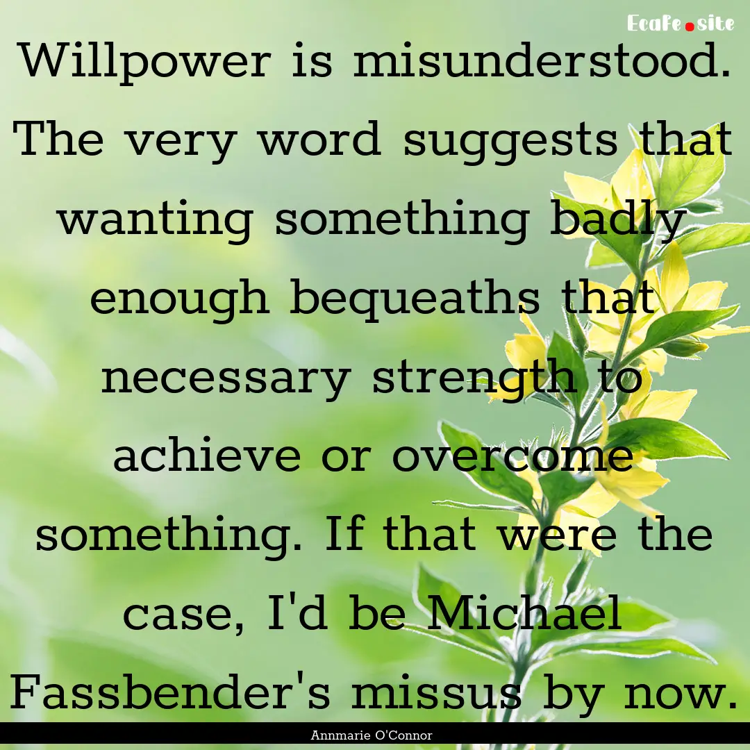 Willpower is misunderstood. The very word.... : Quote by Annmarie O'Connor