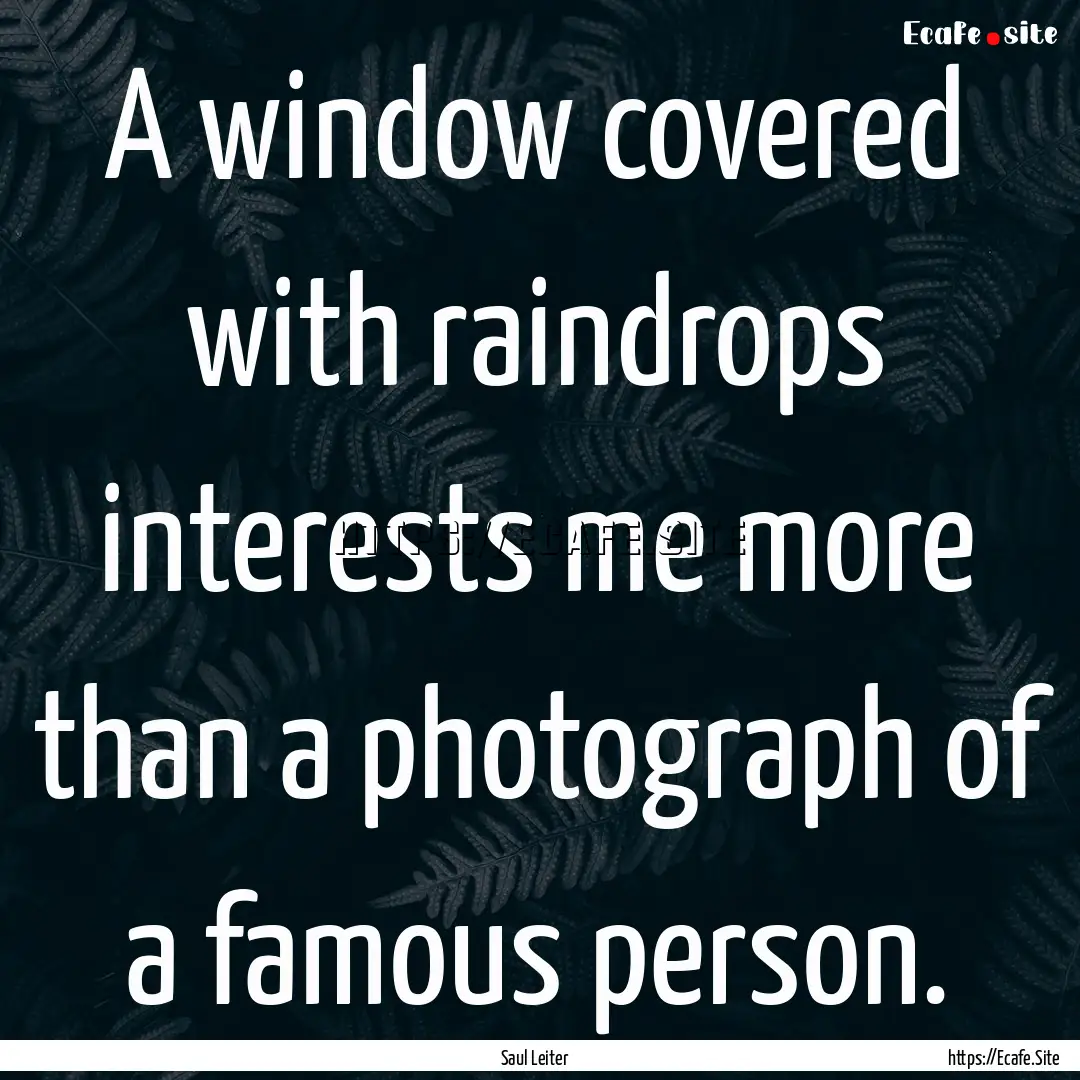 A window covered with raindrops interests.... : Quote by Saul Leiter