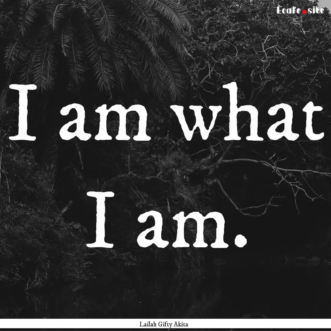 I am what I am. : Quote by Lailah Gifty Akita