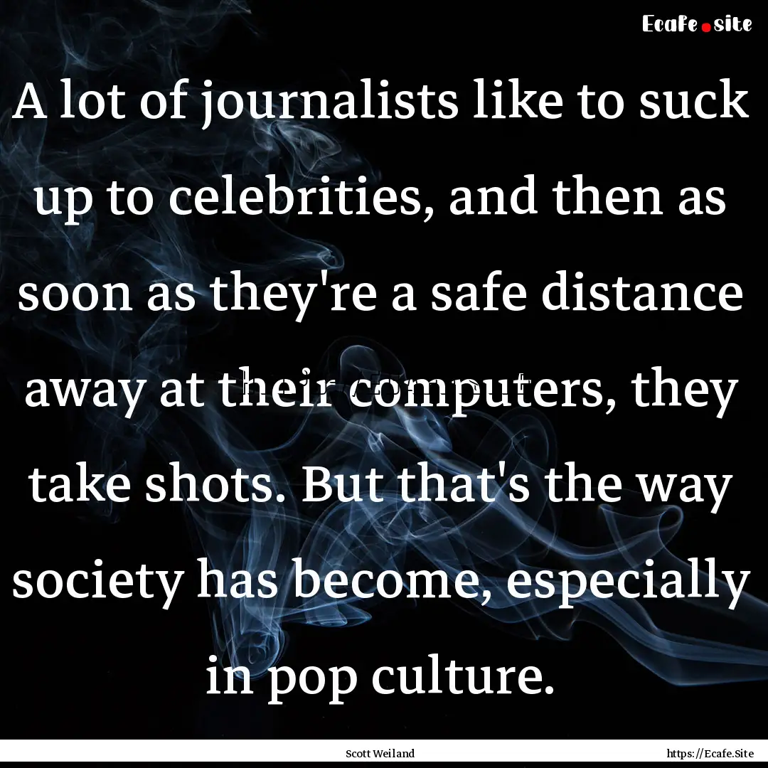 A lot of journalists like to suck up to celebrities,.... : Quote by Scott Weiland