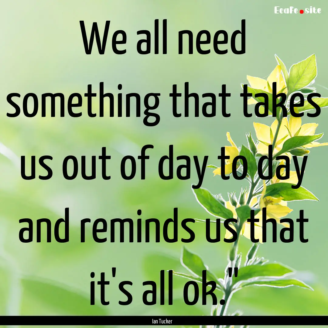 We all need something that takes us out of.... : Quote by Ian Tucker