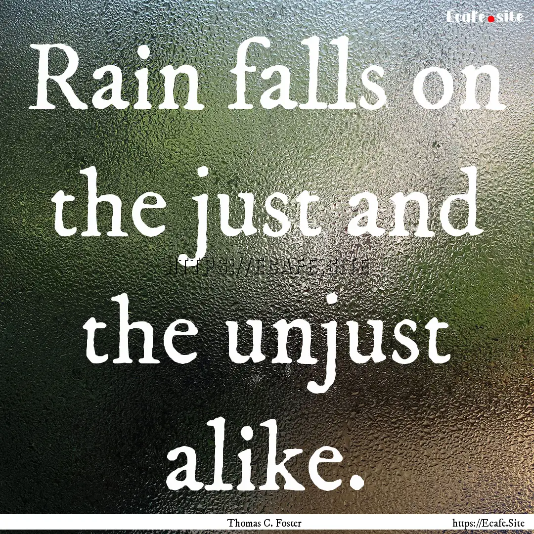 Rain falls on the just and the unjust alike..... : Quote by Thomas C. Foster