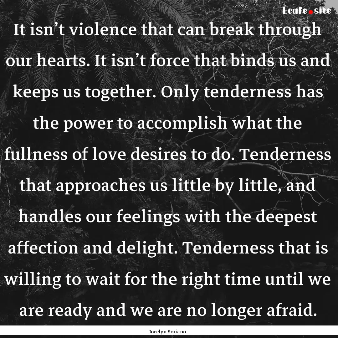 It isn’t violence that can break through.... : Quote by Jocelyn Soriano