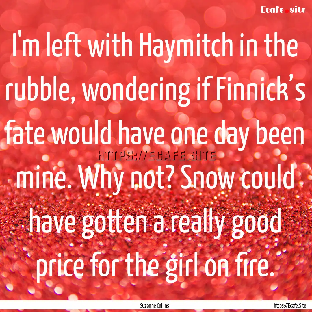 I'm left with Haymitch in the rubble, wondering.... : Quote by Suzanne Collins