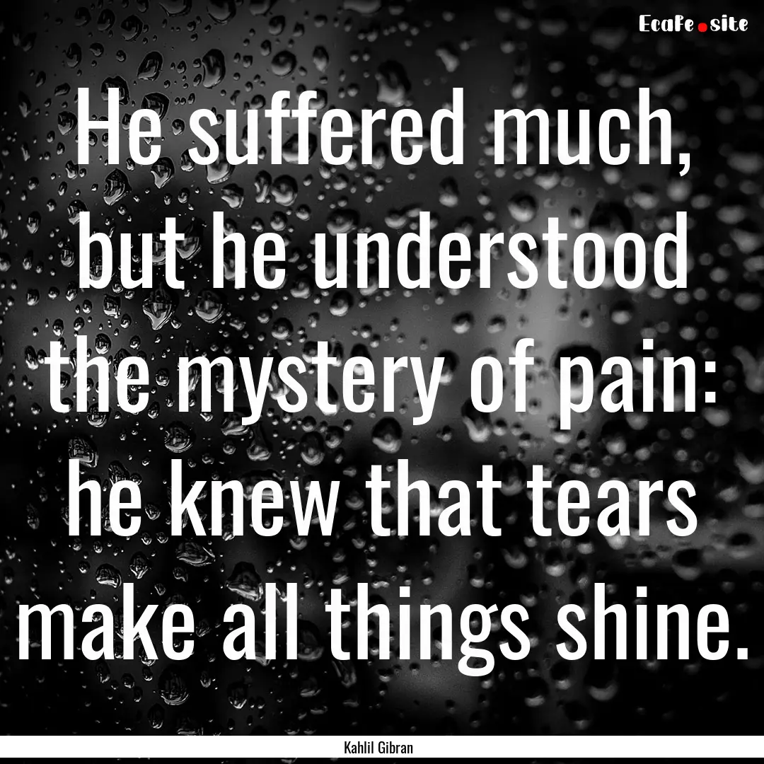 He suffered much, but he understood the mystery.... : Quote by Kahlil Gibran