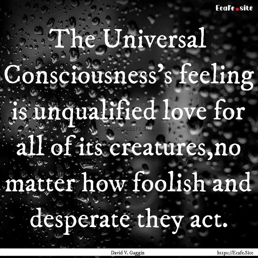 The Universal Consciousness's feeling is.... : Quote by David V. Gaggin