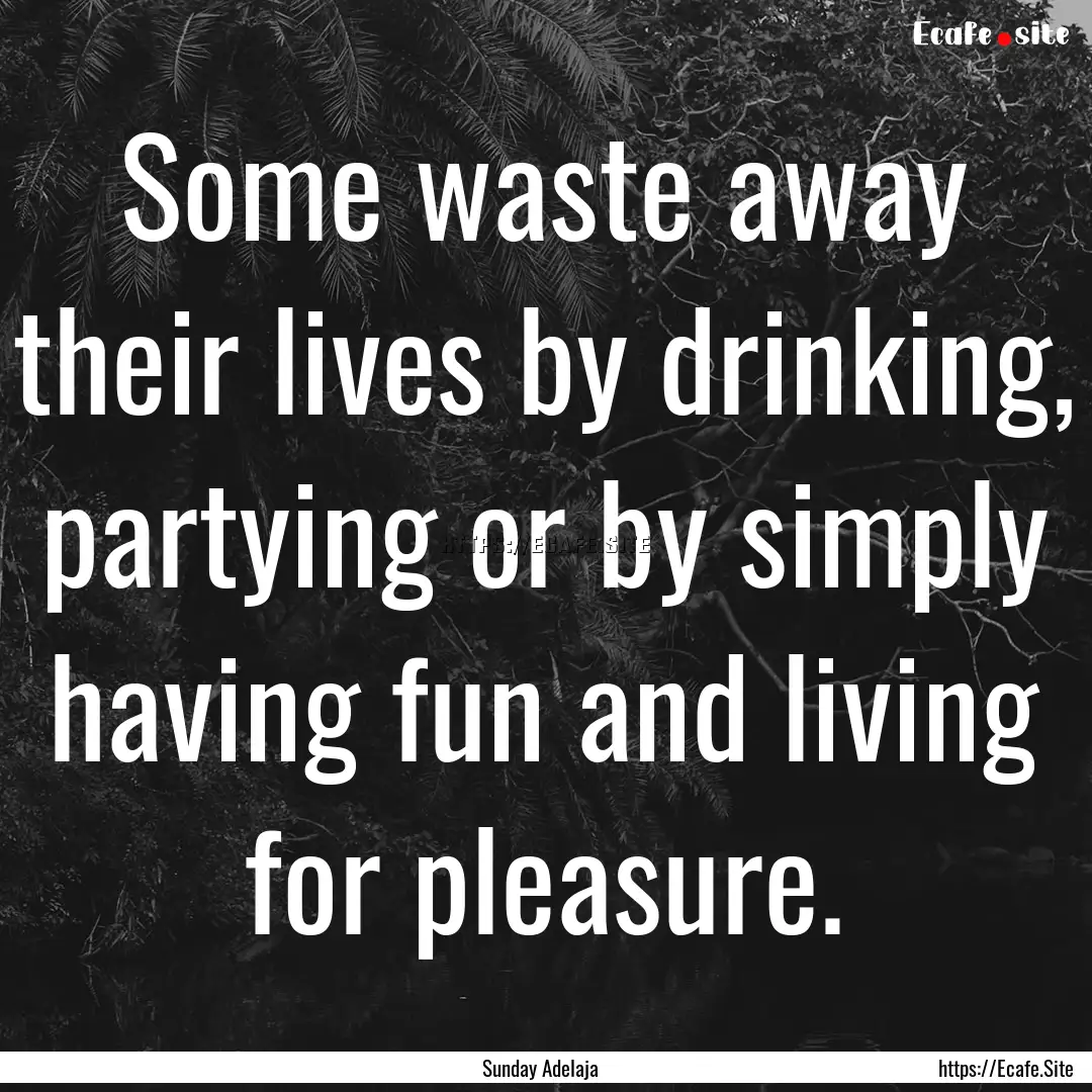 Some waste away their lives by drinking,.... : Quote by Sunday Adelaja