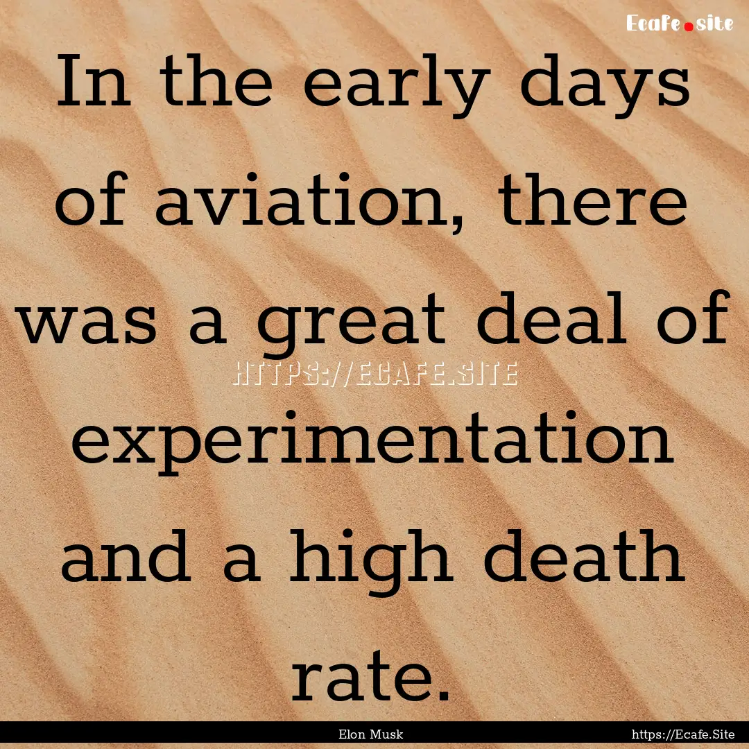 In the early days of aviation, there was.... : Quote by Elon Musk