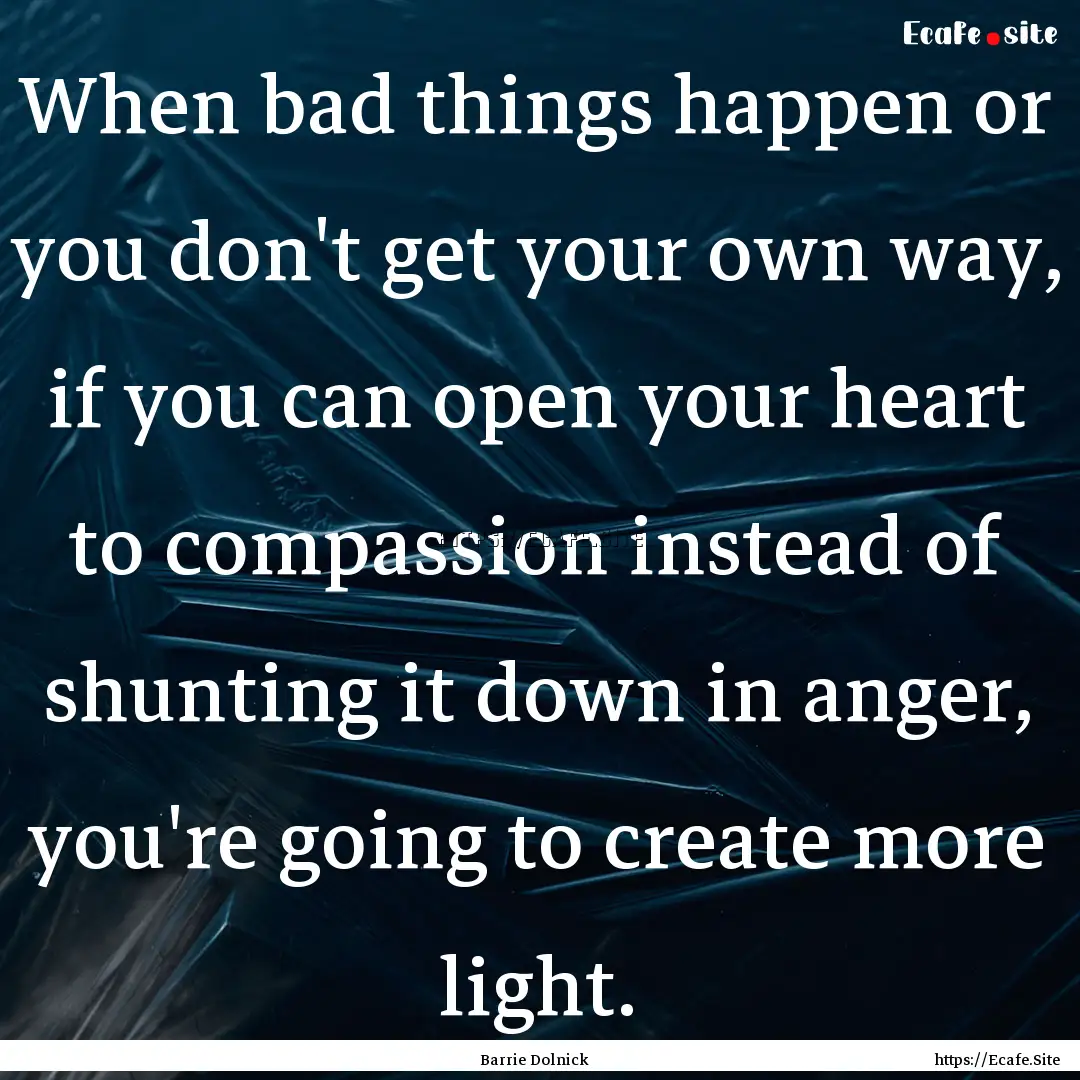 When bad things happen or you don't get your.... : Quote by Barrie Dolnick