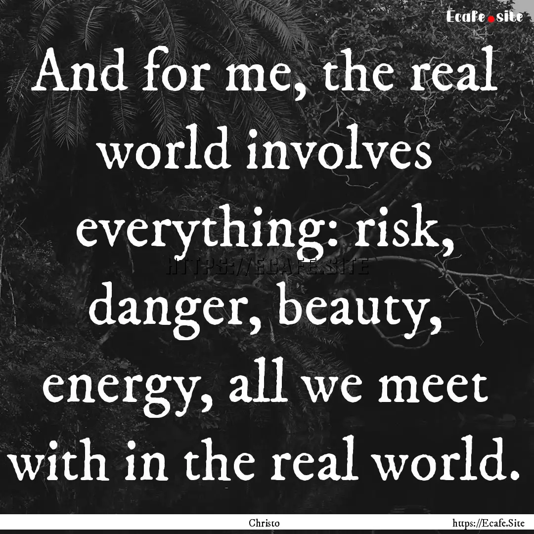 And for me, the real world involves everything:.... : Quote by Christo