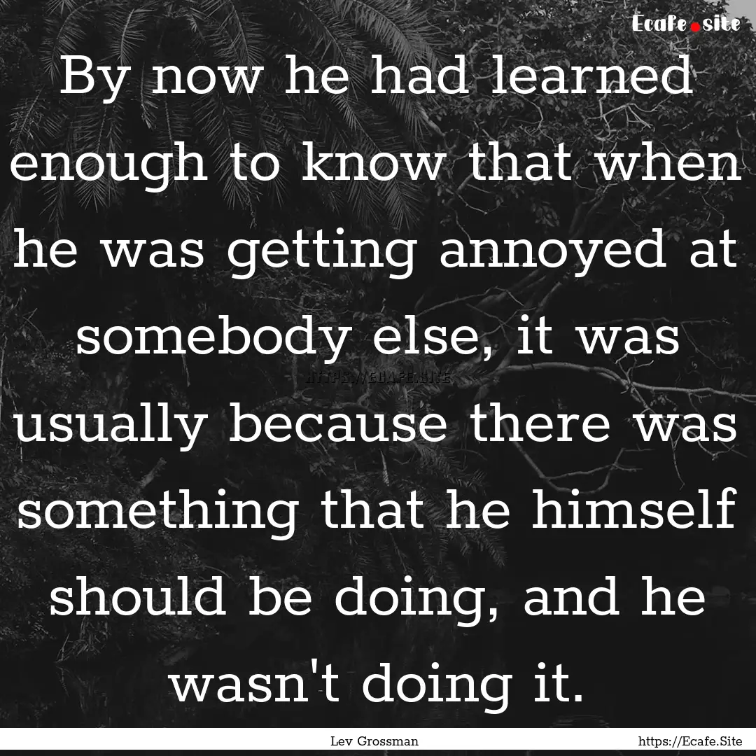 By now he had learned enough to know that.... : Quote by Lev Grossman