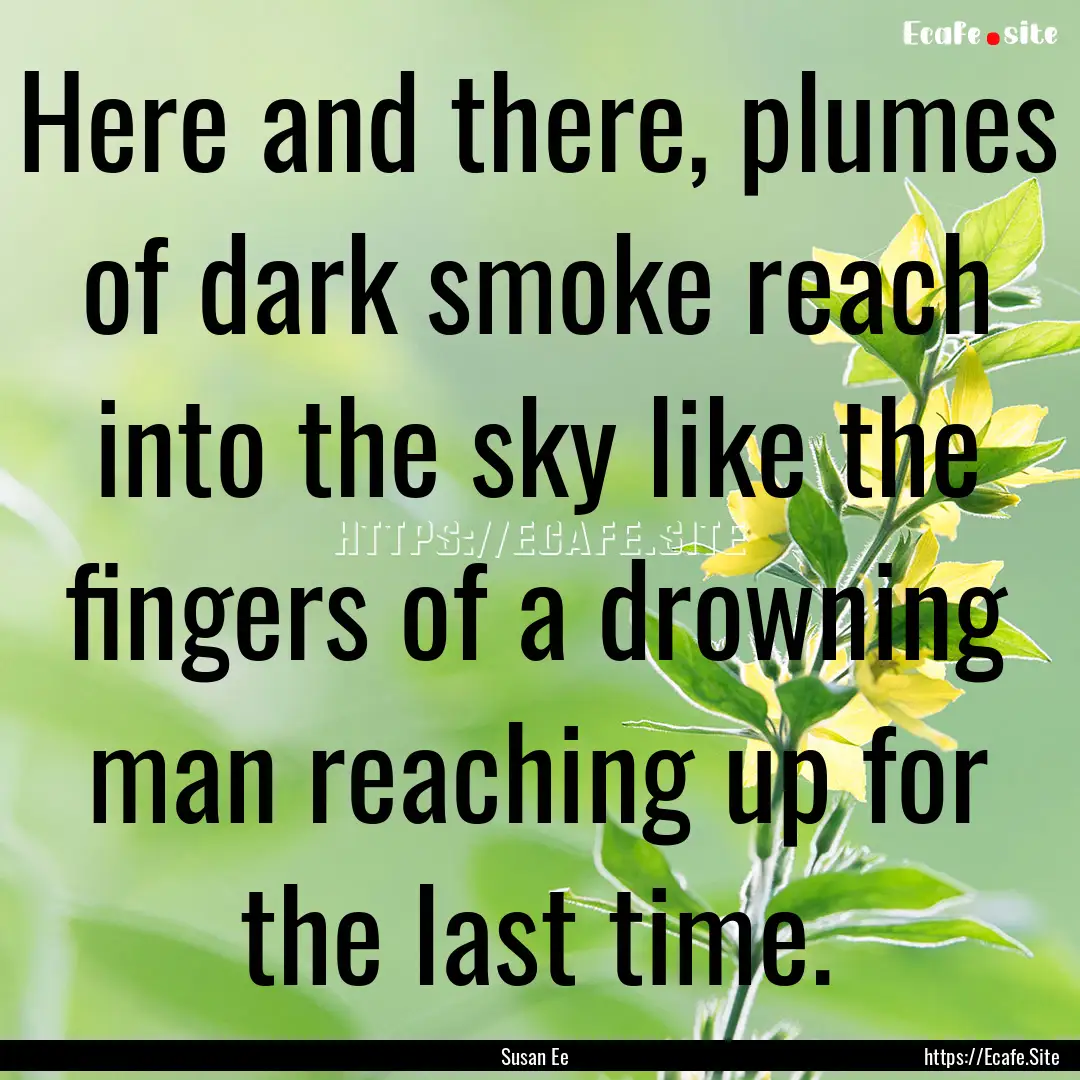 Here and there, plumes of dark smoke reach.... : Quote by Susan Ee