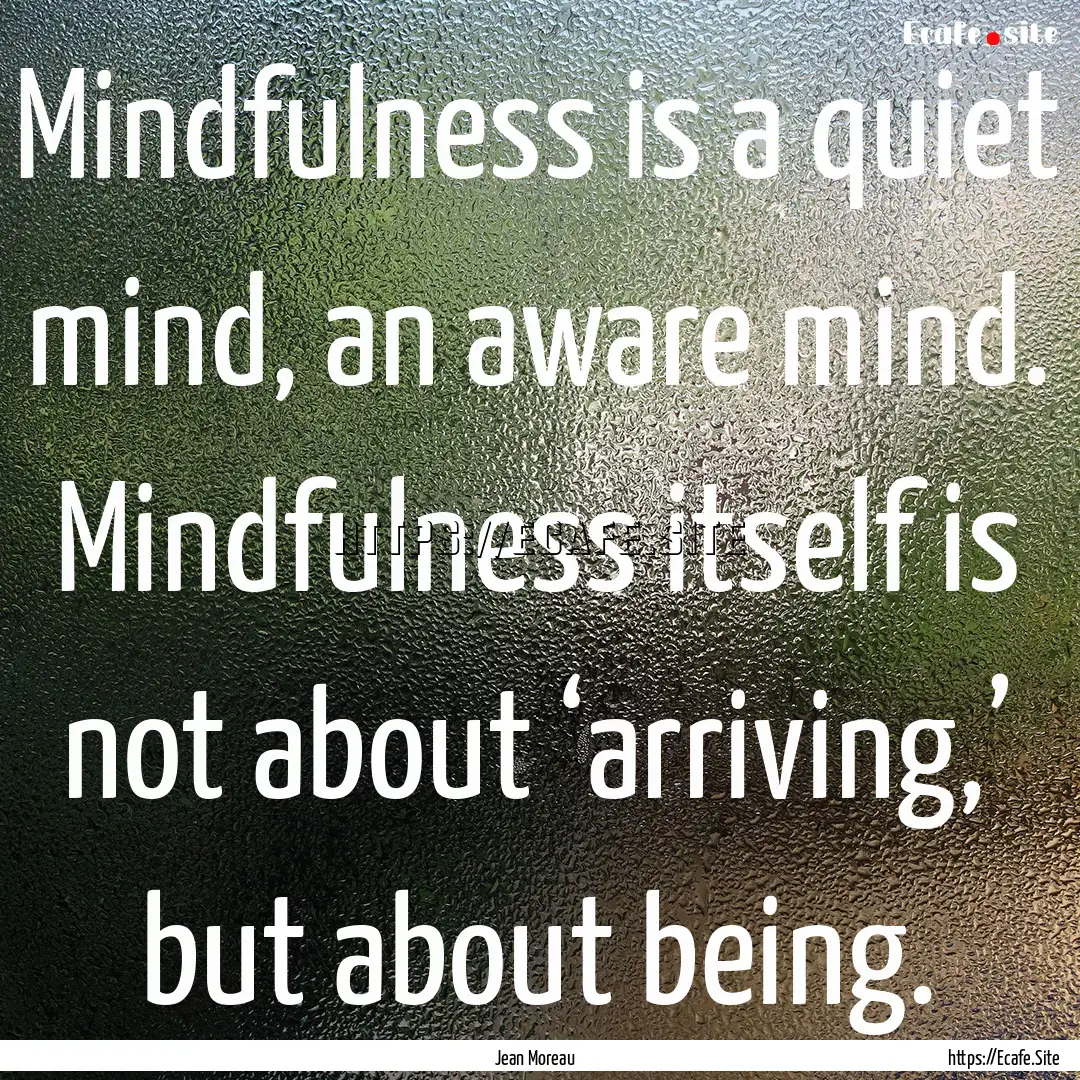 Mindfulness is a quiet mind, an aware mind..... : Quote by Jean Moreau