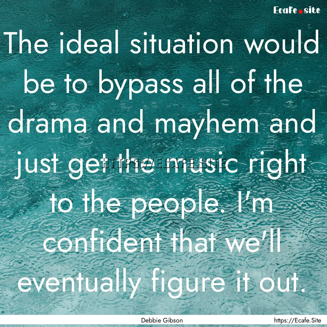 The ideal situation would be to bypass all.... : Quote by Debbie Gibson