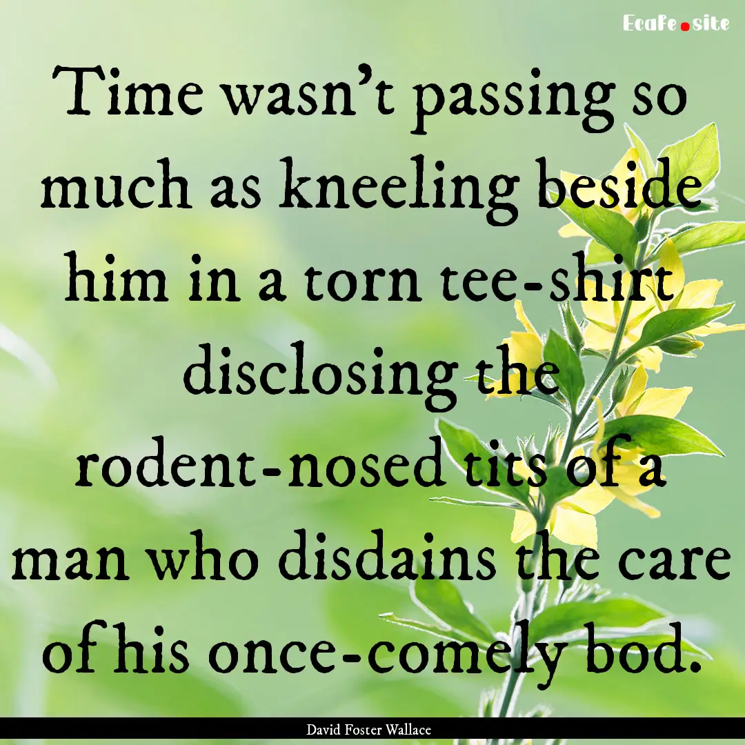 Time wasn't passing so much as kneeling beside.... : Quote by David Foster Wallace