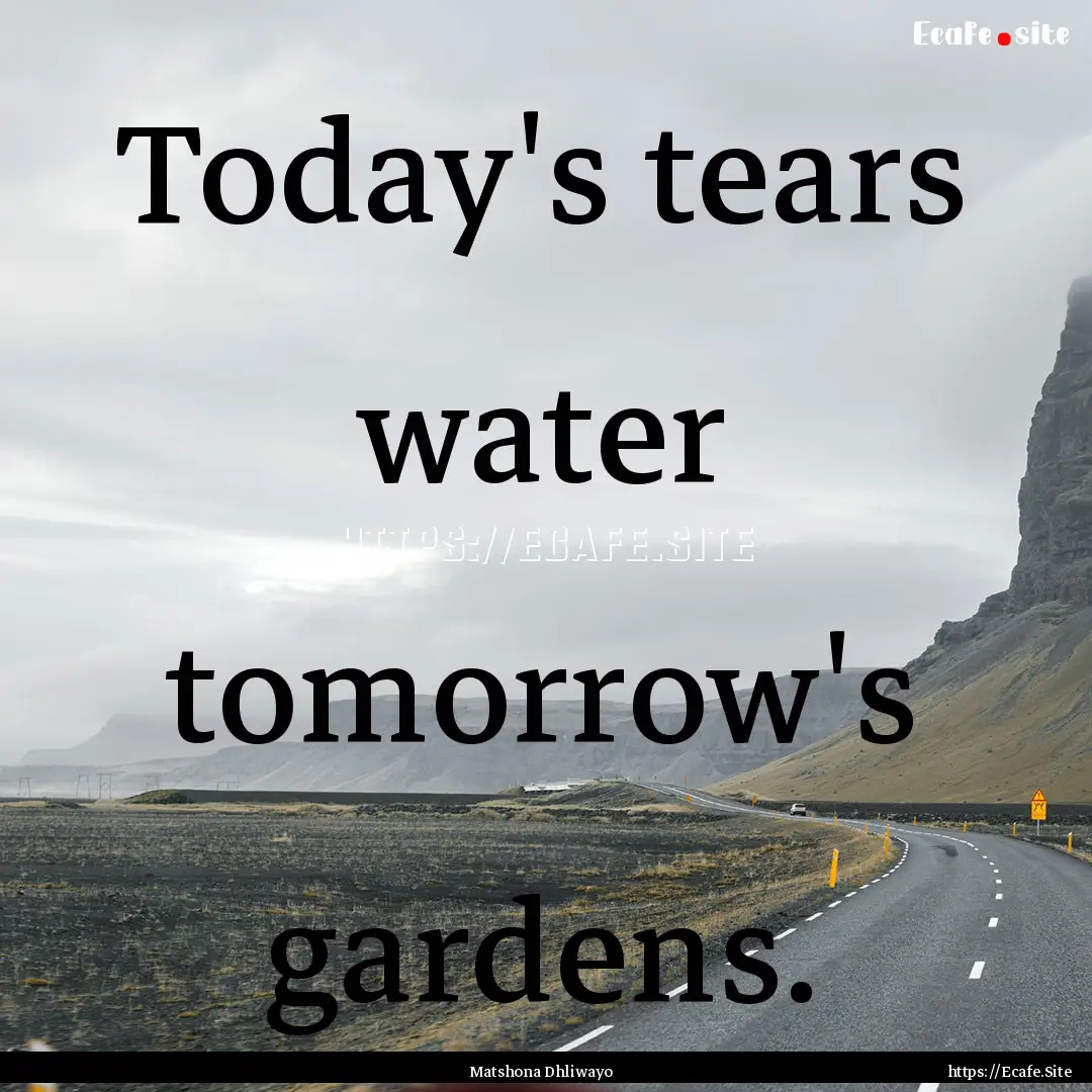 Today's tears water tomorrow's gardens. : Quote by Matshona Dhliwayo