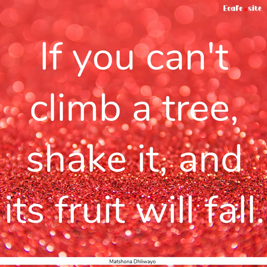 If you can't climb a tree, shake it, and.... : Quote by Matshona Dhliwayo