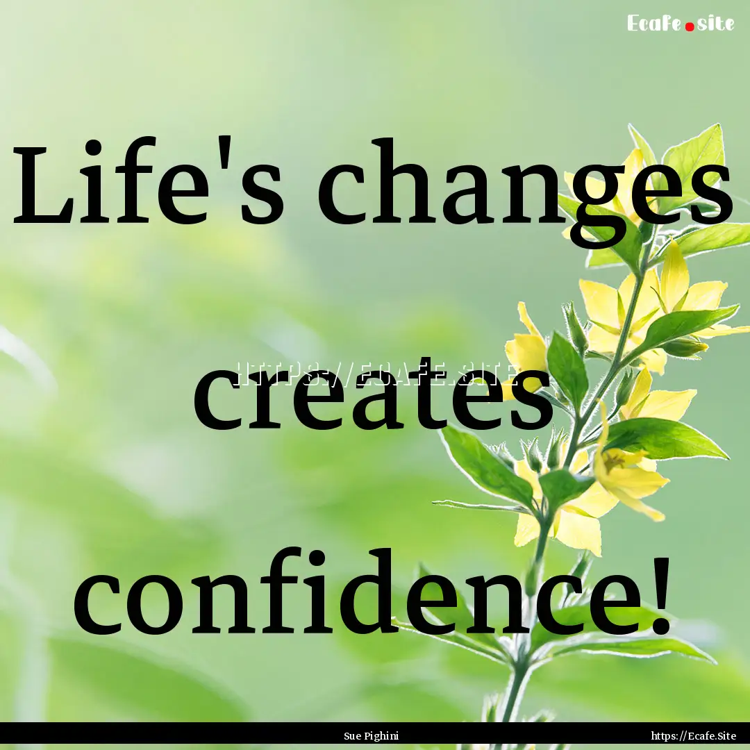 Life's changes creates confidence! : Quote by Sue Pighini