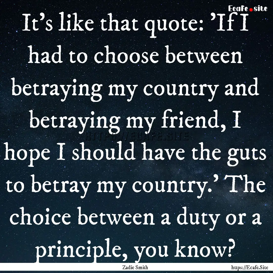 It's like that quote: 'If I had to choose.... : Quote by Zadie Smith