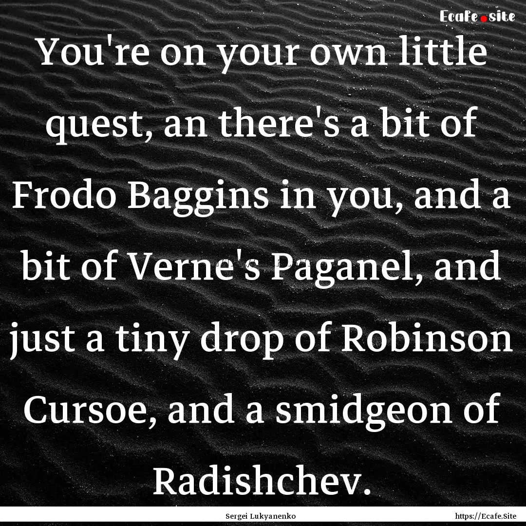 You're on your own little quest, an there's.... : Quote by Sergei Lukyanenko