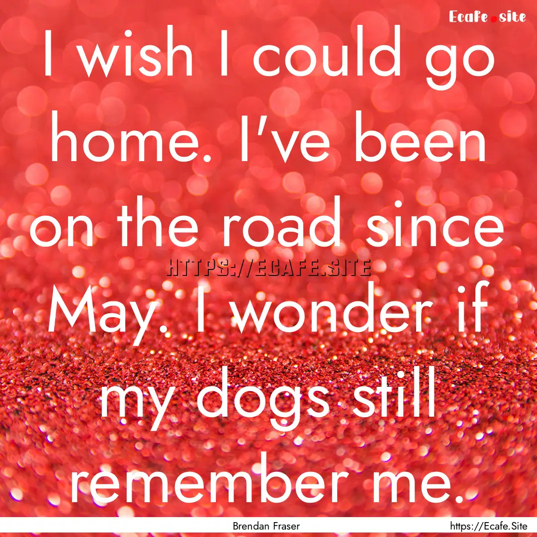 I wish I could go home. I've been on the.... : Quote by Brendan Fraser