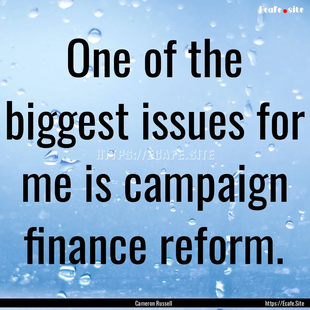 One of the biggest issues for me is campaign.... : Quote by Cameron Russell