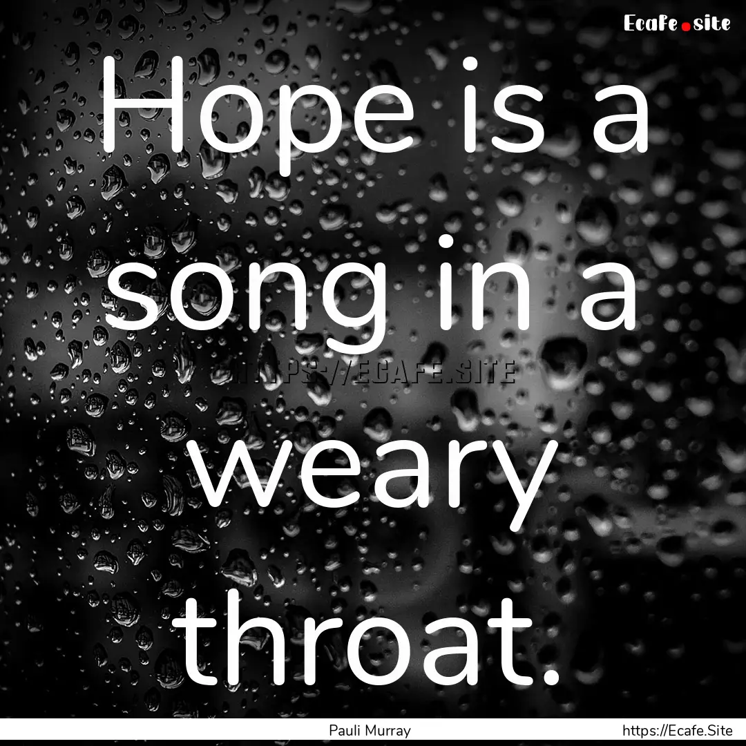 Hope is a song in a weary throat. : Quote by Pauli Murray