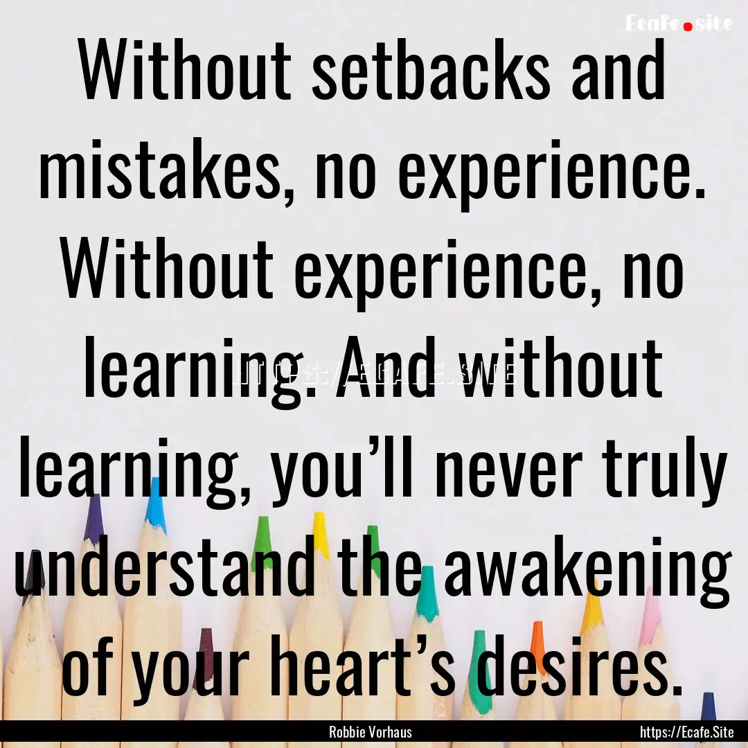 Without setbacks and mistakes, no experience..... : Quote by Robbie Vorhaus