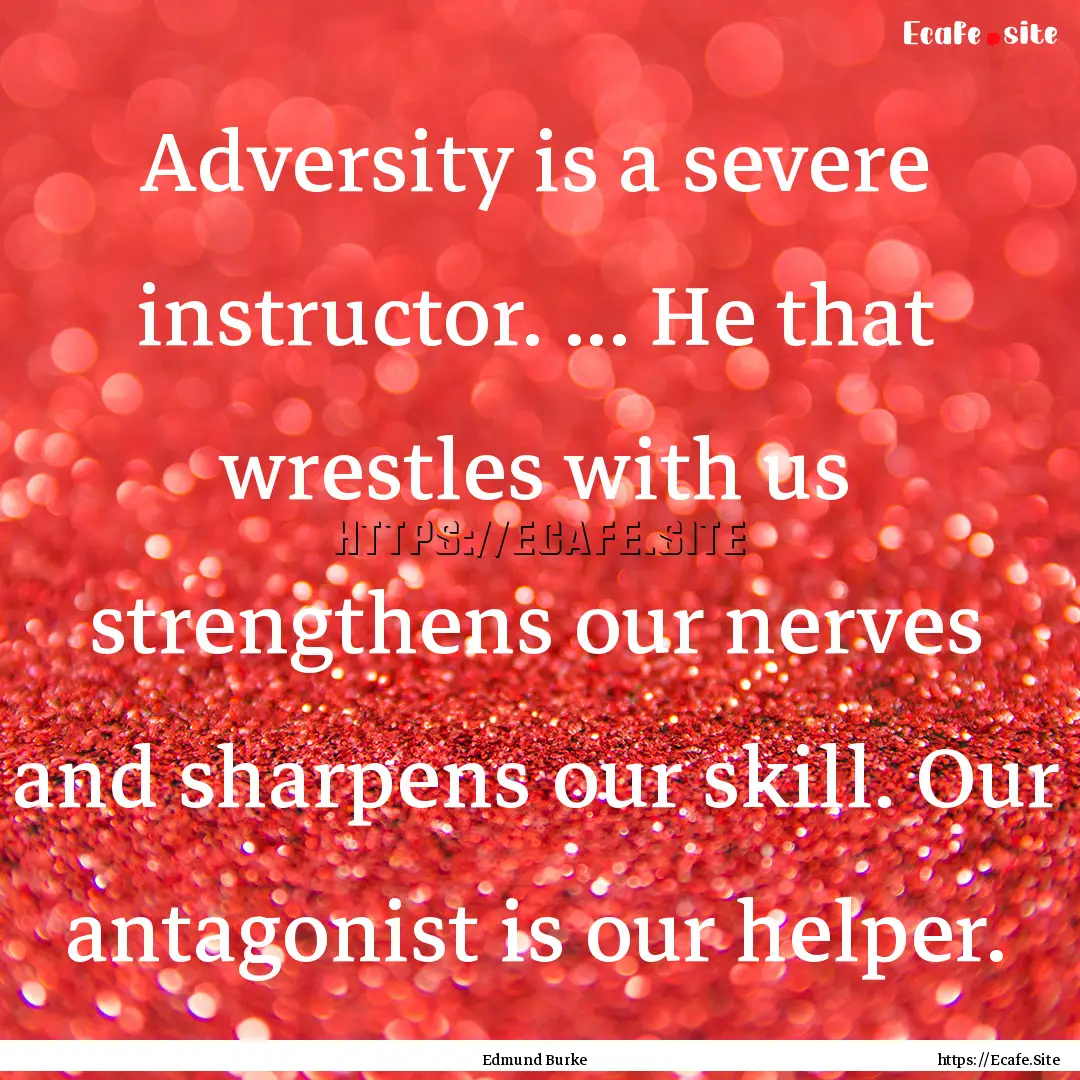 Adversity is a severe instructor. ... He.... : Quote by Edmund Burke