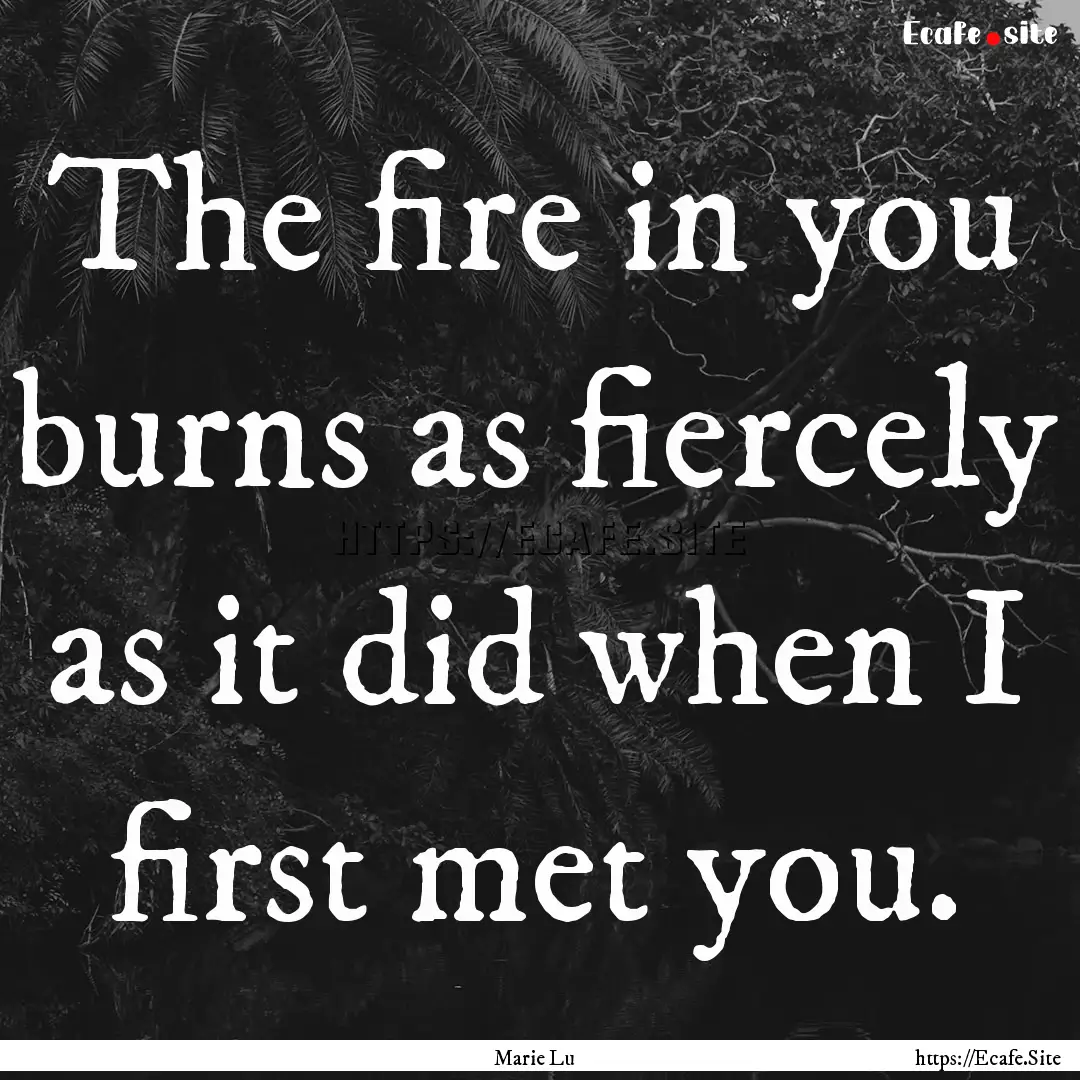 The fire in you burns as fiercely as it did.... : Quote by Marie Lu