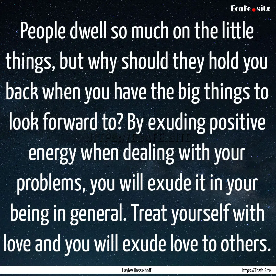 People dwell so much on the little things,.... : Quote by Hayley Hasselhoff