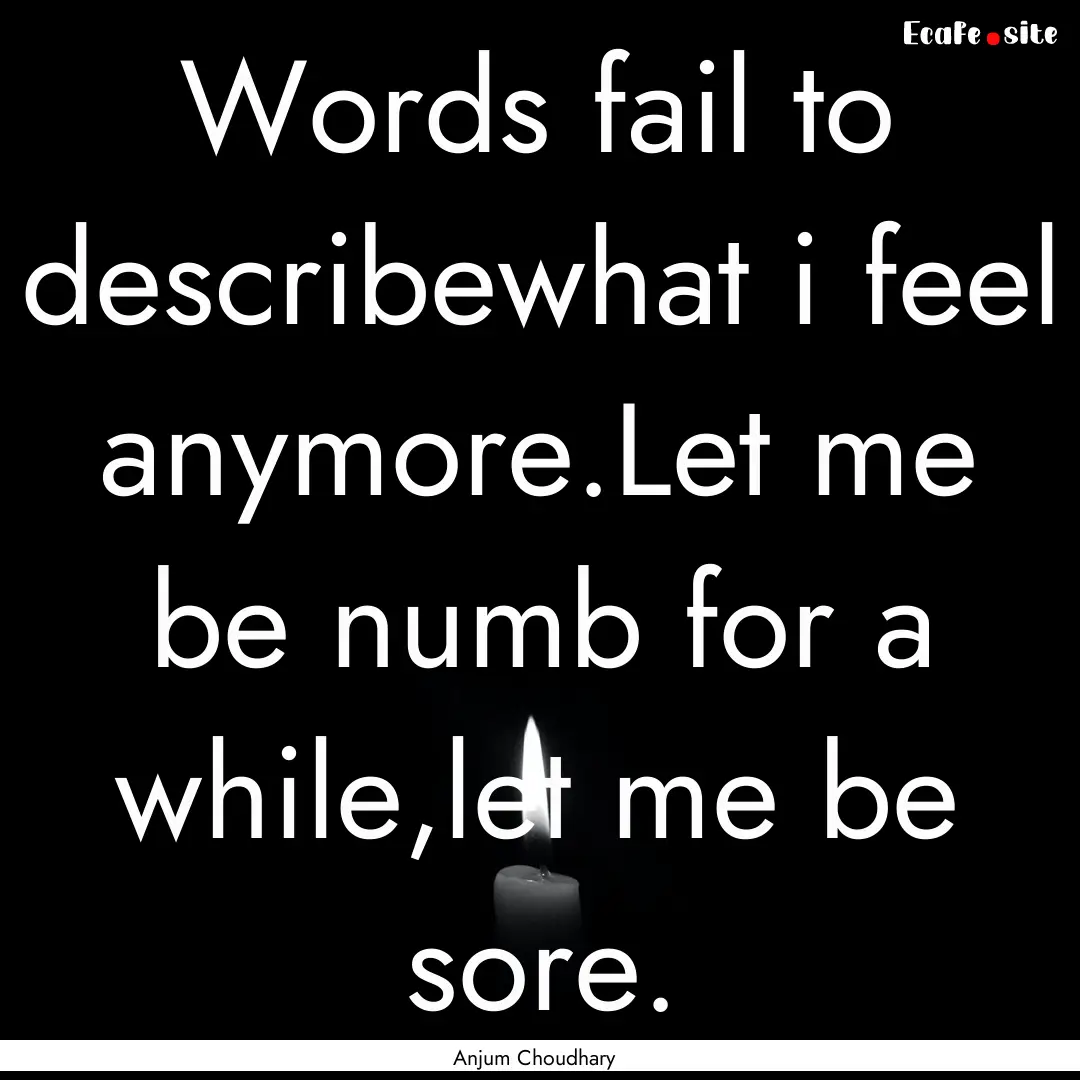 Words fail to describewhat i feel anymore.Let.... : Quote by Anjum Choudhary