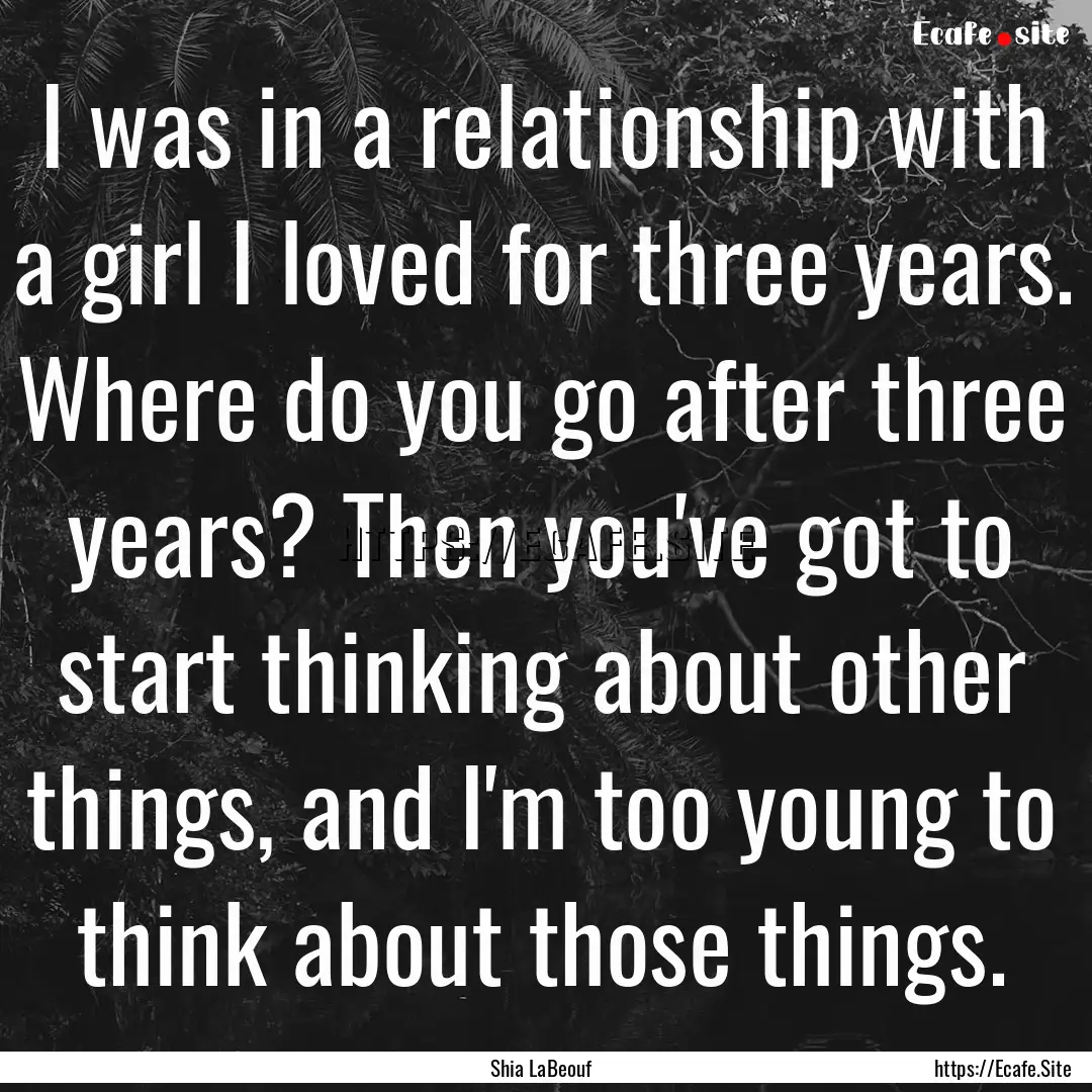 I was in a relationship with a girl I loved.... : Quote by Shia LaBeouf