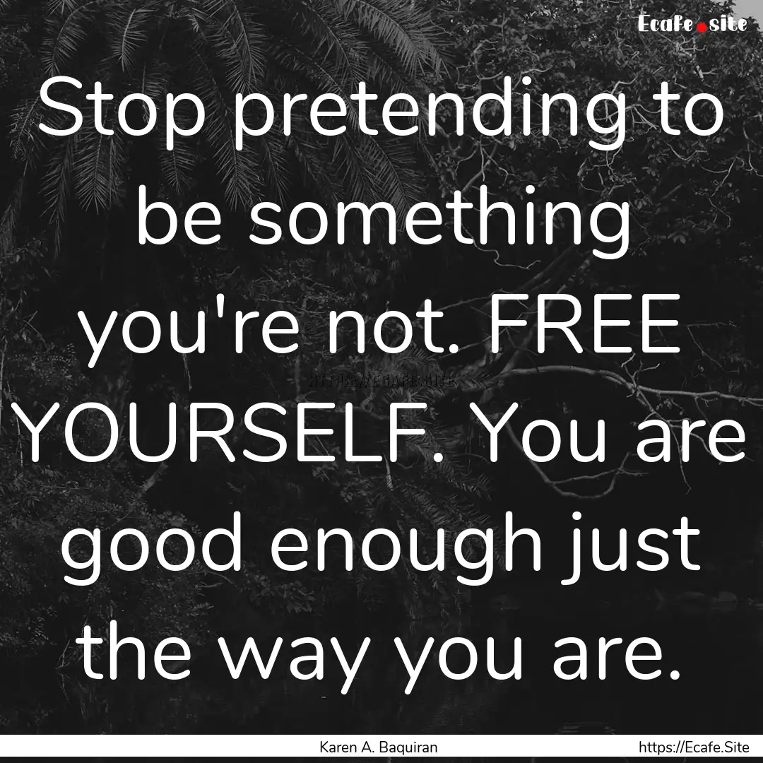 Stop pretending to be something you're not..... : Quote by Karen A. Baquiran