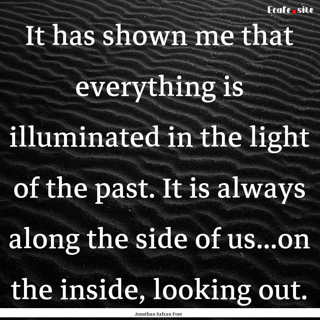 It has shown me that everything is illuminated.... : Quote by Jonathan Safran Foer