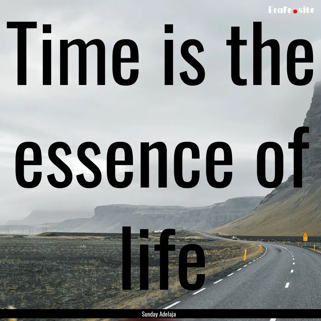 Time is the essence of life : Quote by Sunday Adelaja