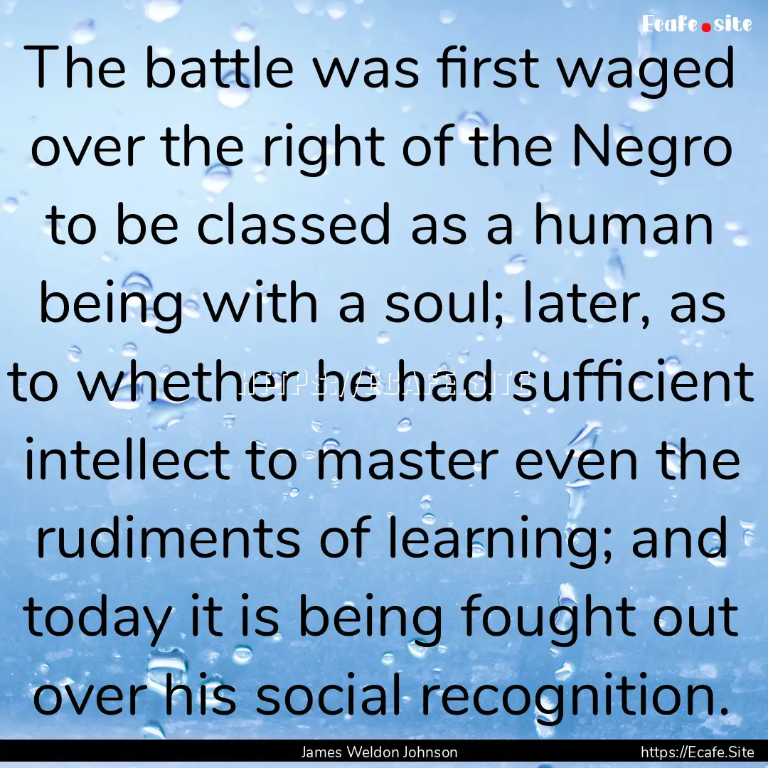 The battle was first waged over the right.... : Quote by James Weldon Johnson