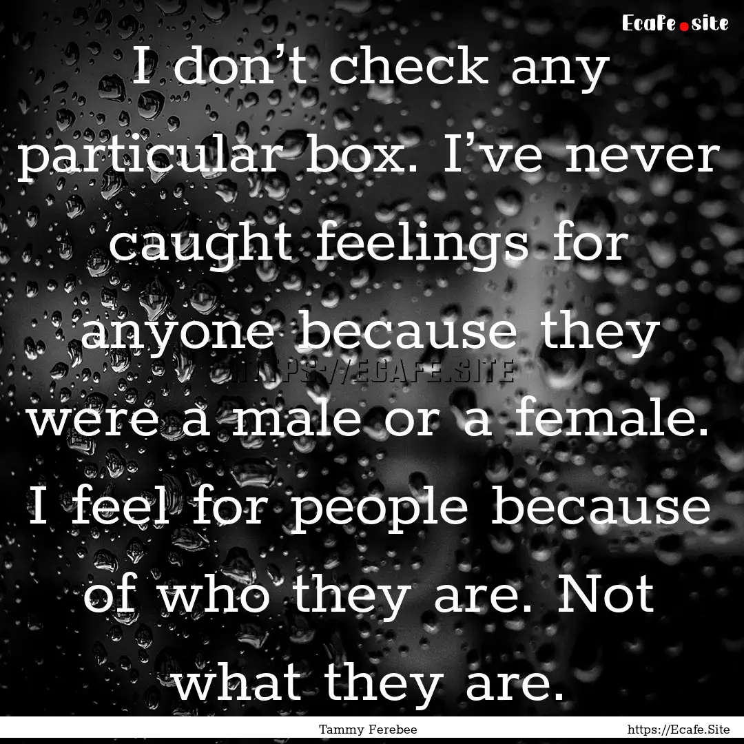 I don’t check any particular box. I’ve.... : Quote by Tammy Ferebee